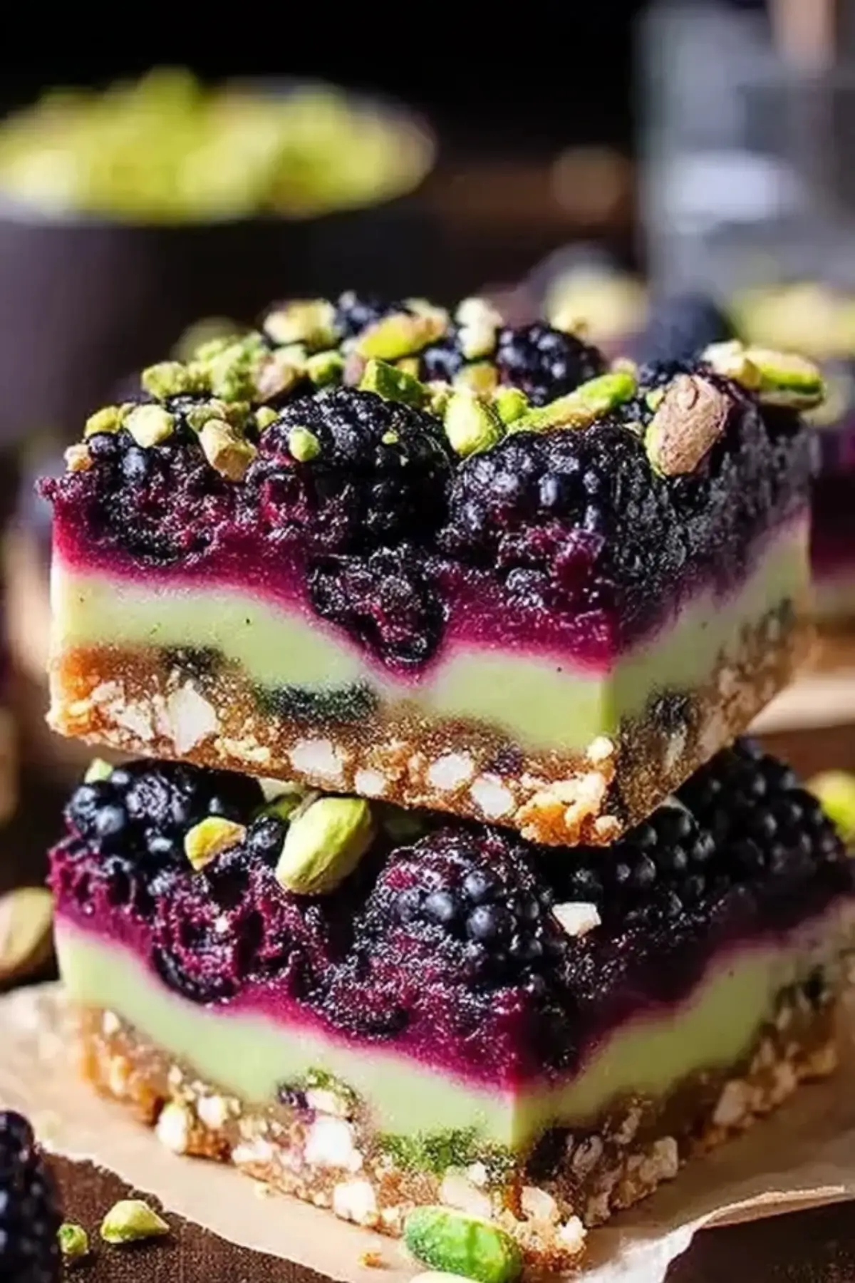 Blackberry Pistachio Dream Bars