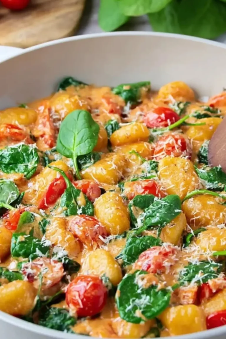 Gnocchi pan with tomato and spinach
