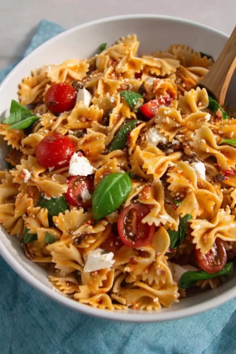 Mediterraner Nudelsalat mit Tomatendressing