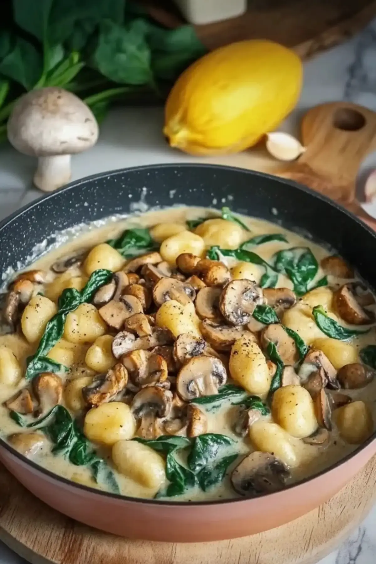 Gnocchi mit Pilzen und Spinat