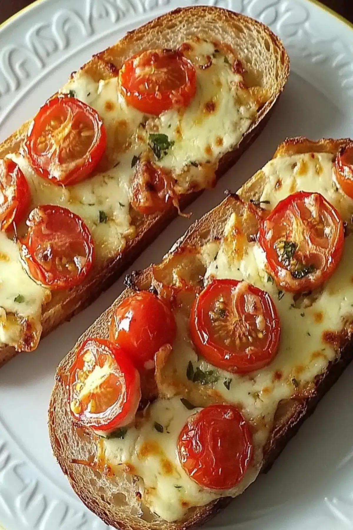 Baguettscheiben mit Tomaten und Mozzarella