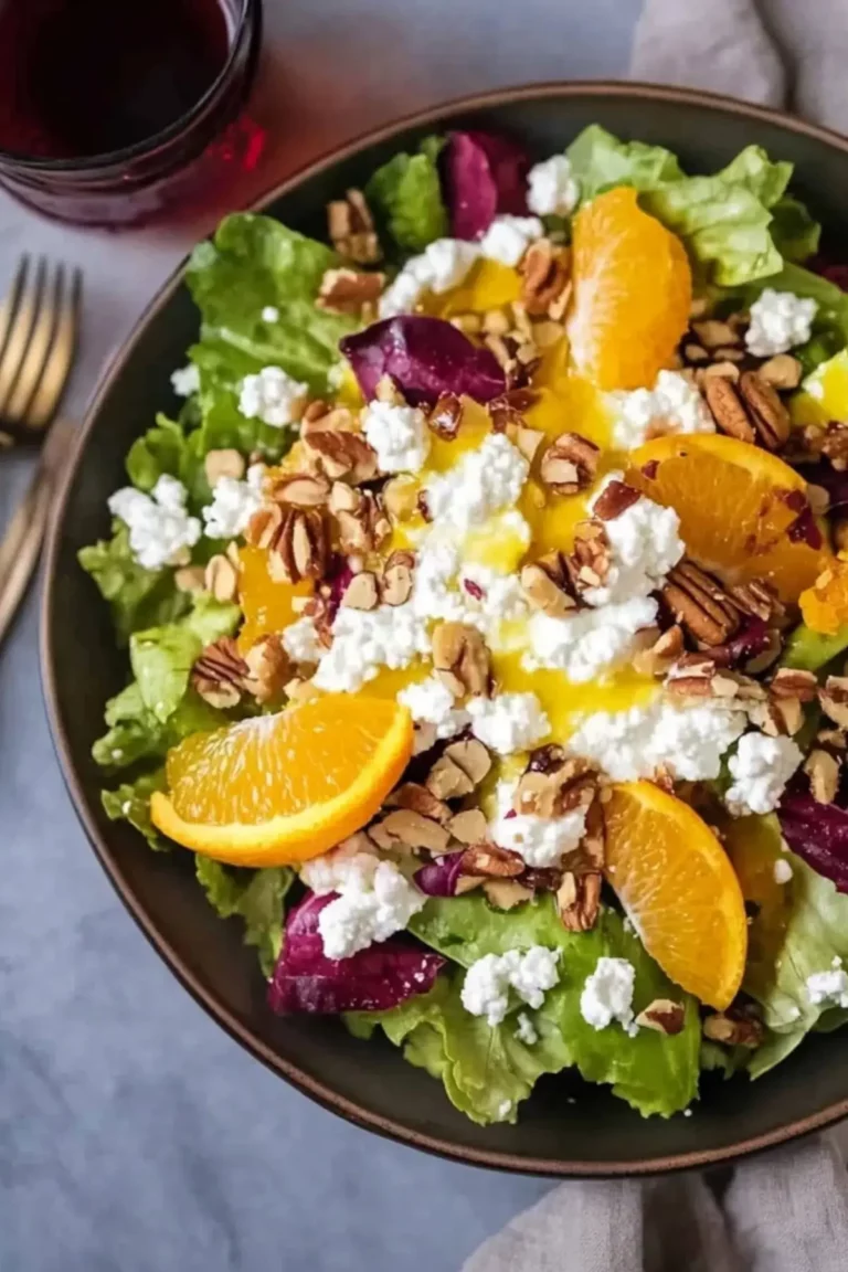 Wintersalat mit Orangen, Nüssen und Hüttenkäse