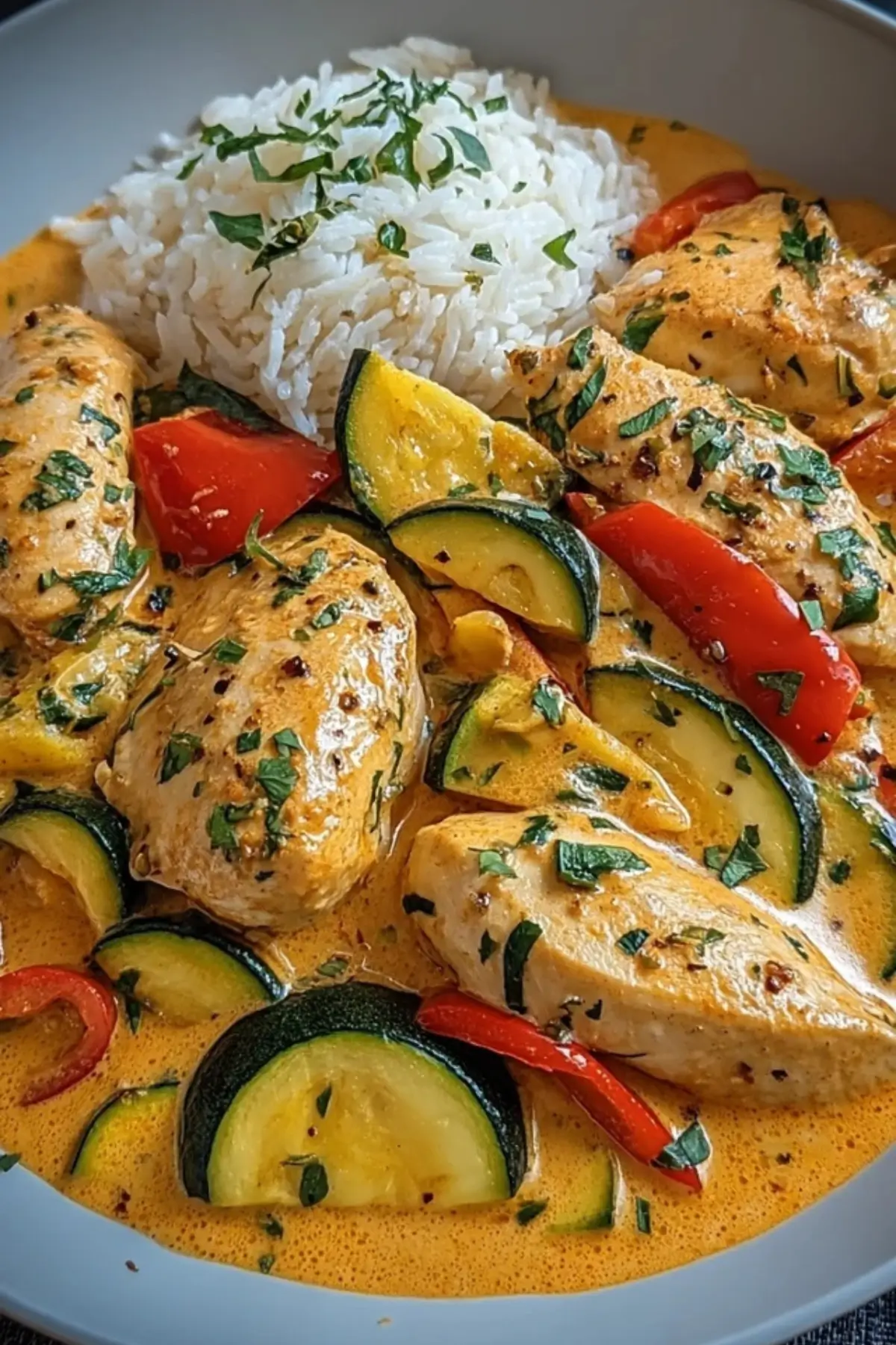 Paprika-Zucchini-Sahne-Hähnchen - Kochkomplizin