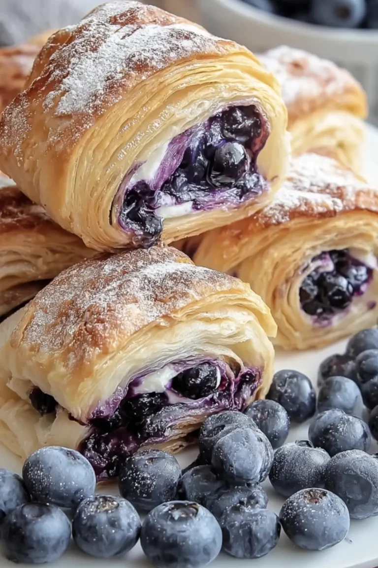 blätterteig mit blaubeeren und frischkäse