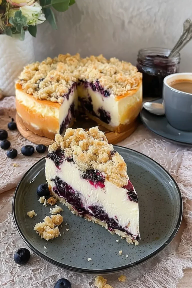 Käsekuchen mit Heidelbeeren & Streusel