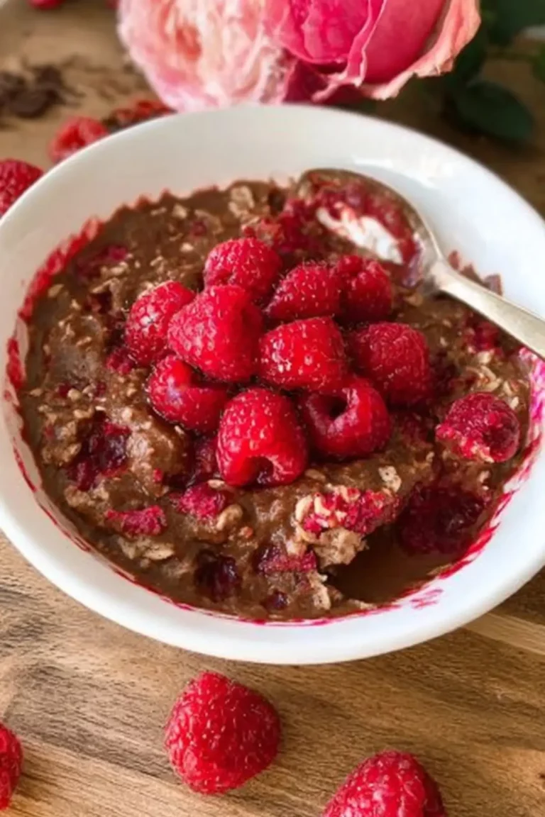 Baked Oats vegan mit Himbeeren
