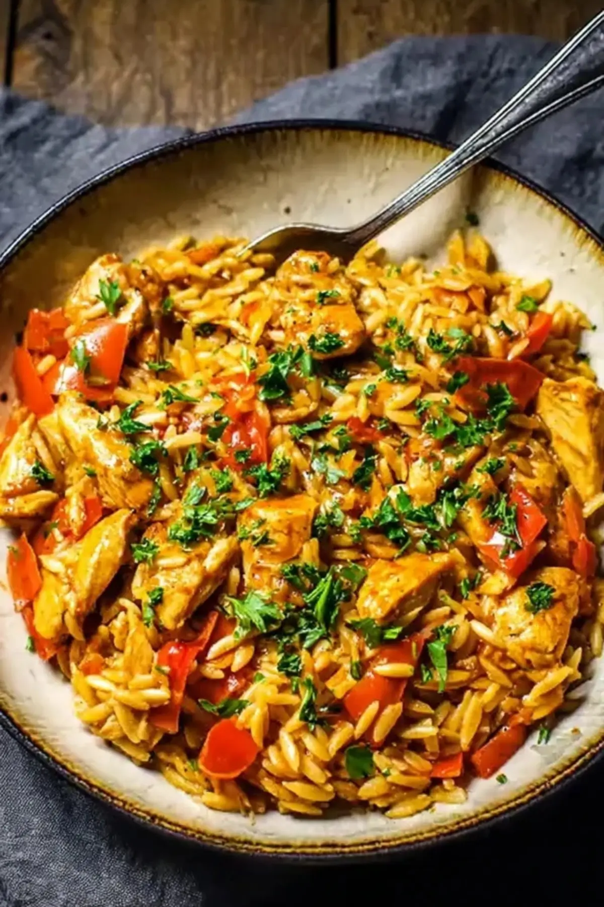Orzopfanne mit Paprikahähnchen