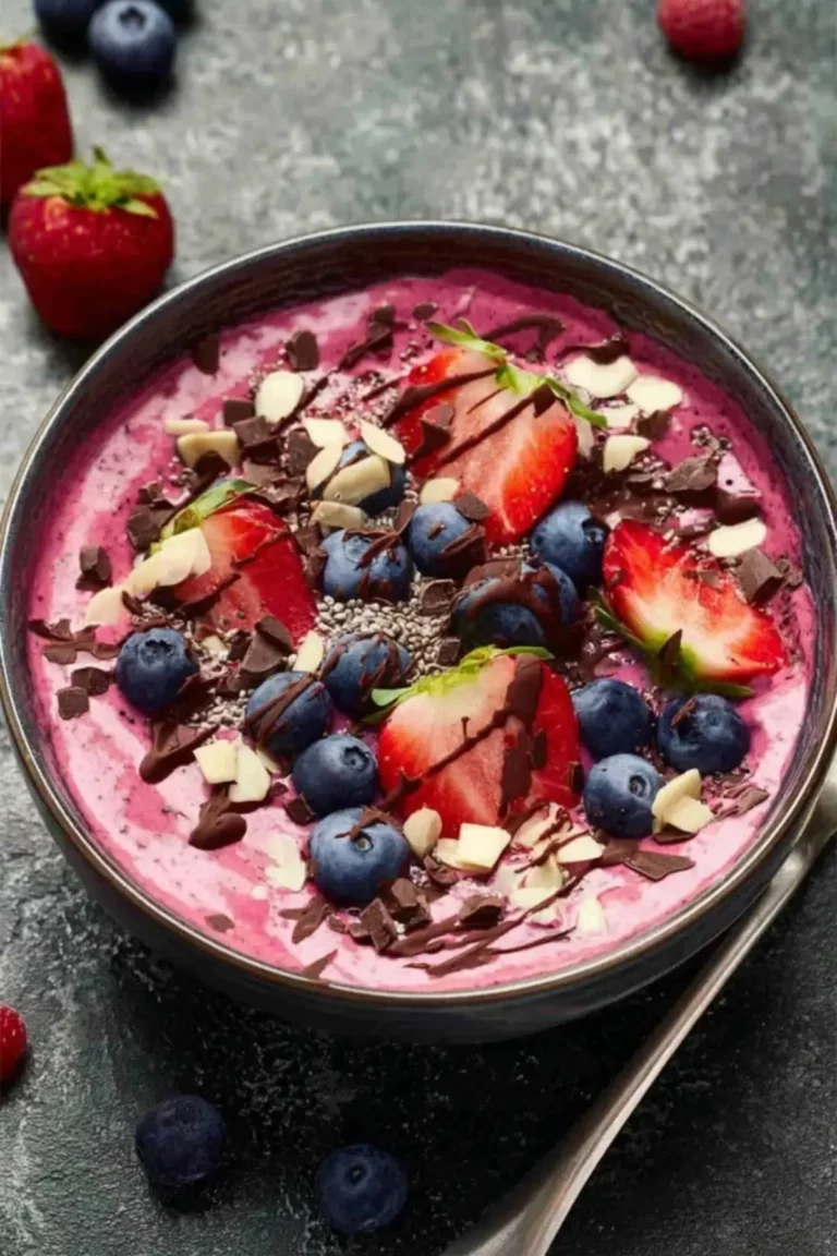 Smoothie Bowl mit Beeren, gesundes Frühstück