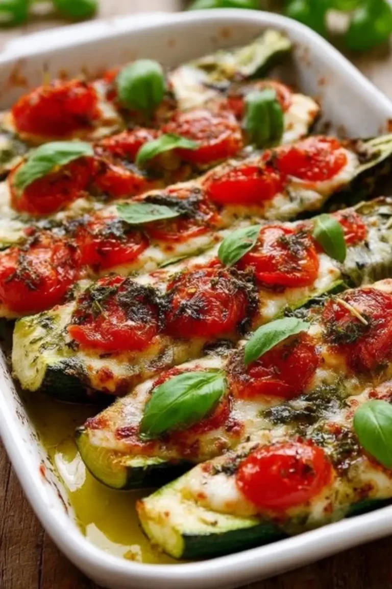 Gefüllte Zucchini mit Mozzarella und Tomaten