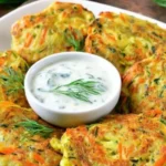 Reibekuchen mit Zucchini und Karotten, goldbraun gebraten