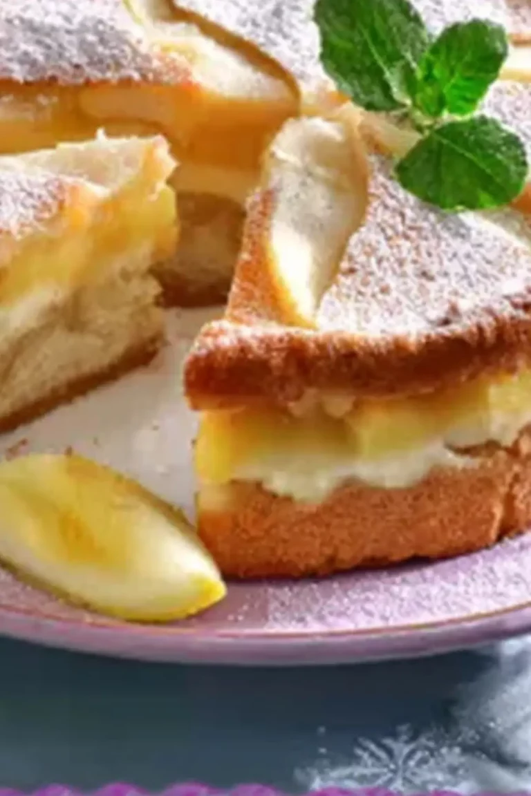 Birnenkuchen mit Pudding