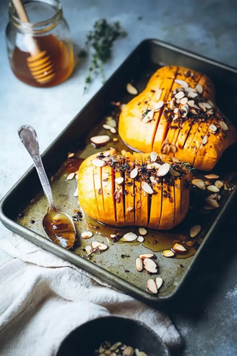 Butternut Kürbis mit Honig und Mandeln