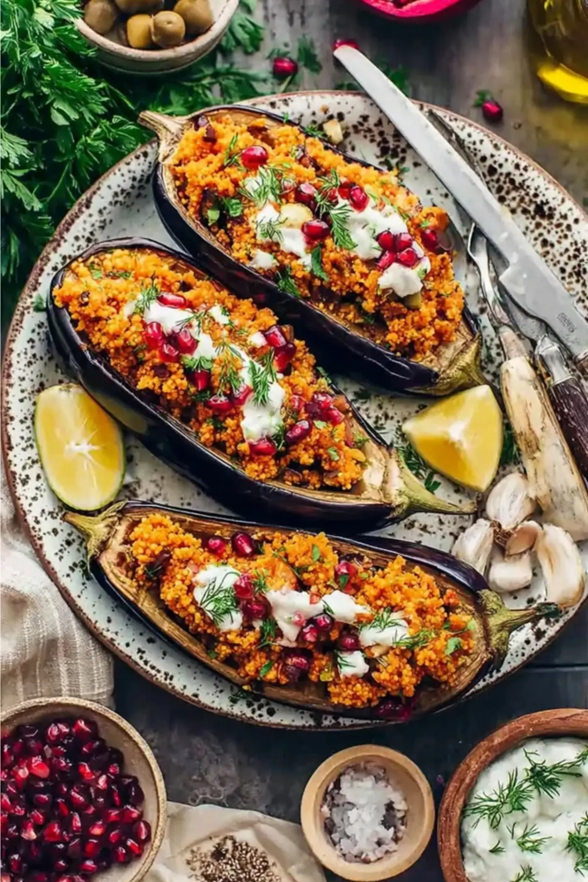 Gefüllte Auberginen mit Bulgur