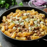 Cremige Nudel-Hackfleisch-Pfanne mit Feta