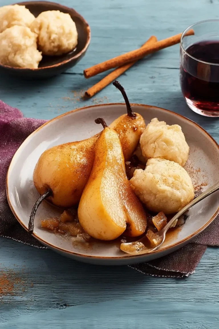 Gebackene Birne mit Zimtknödel