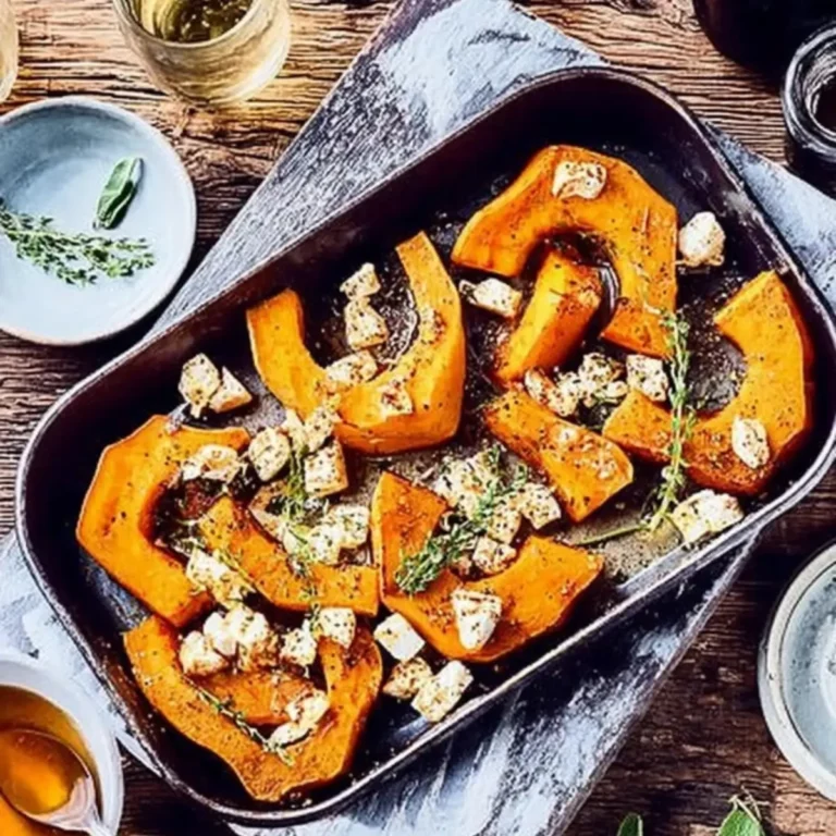 Ofenkürbis mit Zimt, Honig und Feta