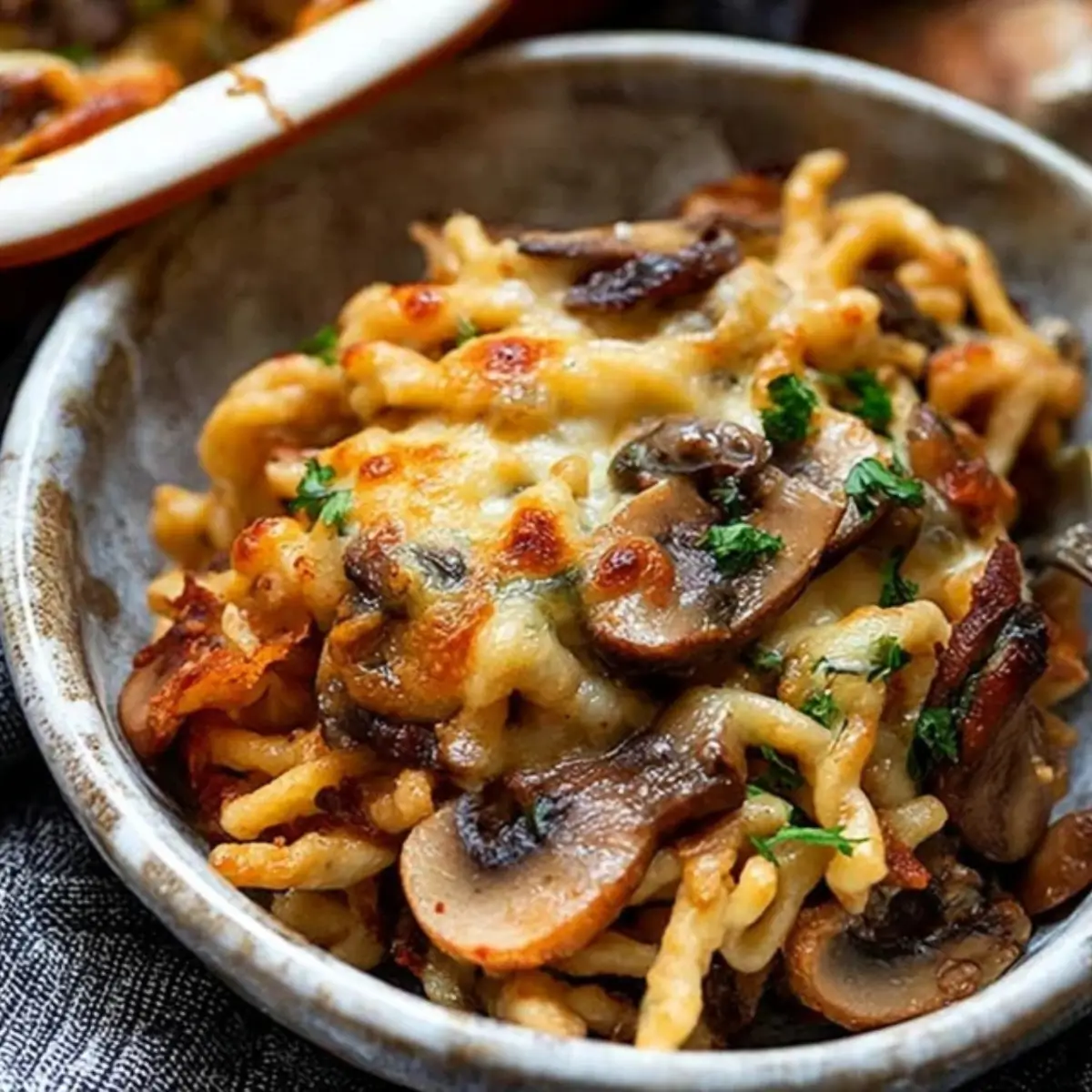 Spätzle-Pilz-Auflauf mit Käse – Einfaches Rezept für 4 Portionen ...