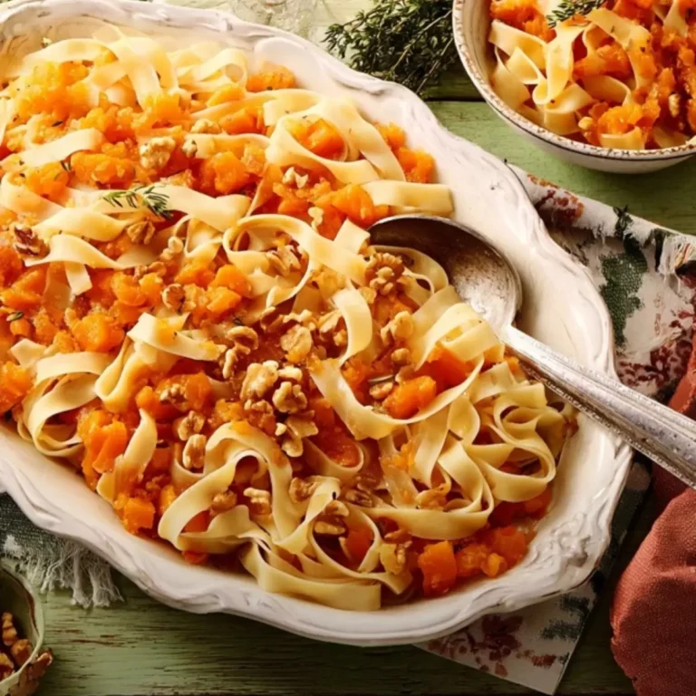Bandnudeln mit Butternut-Kürbis