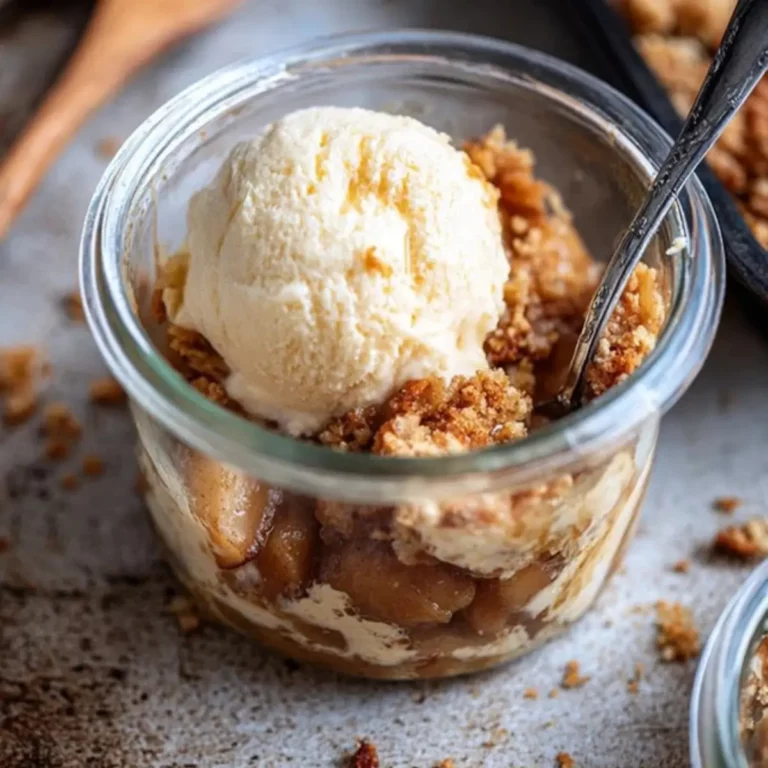 Bratapfel Apfel Crumble mit Vanilleeis