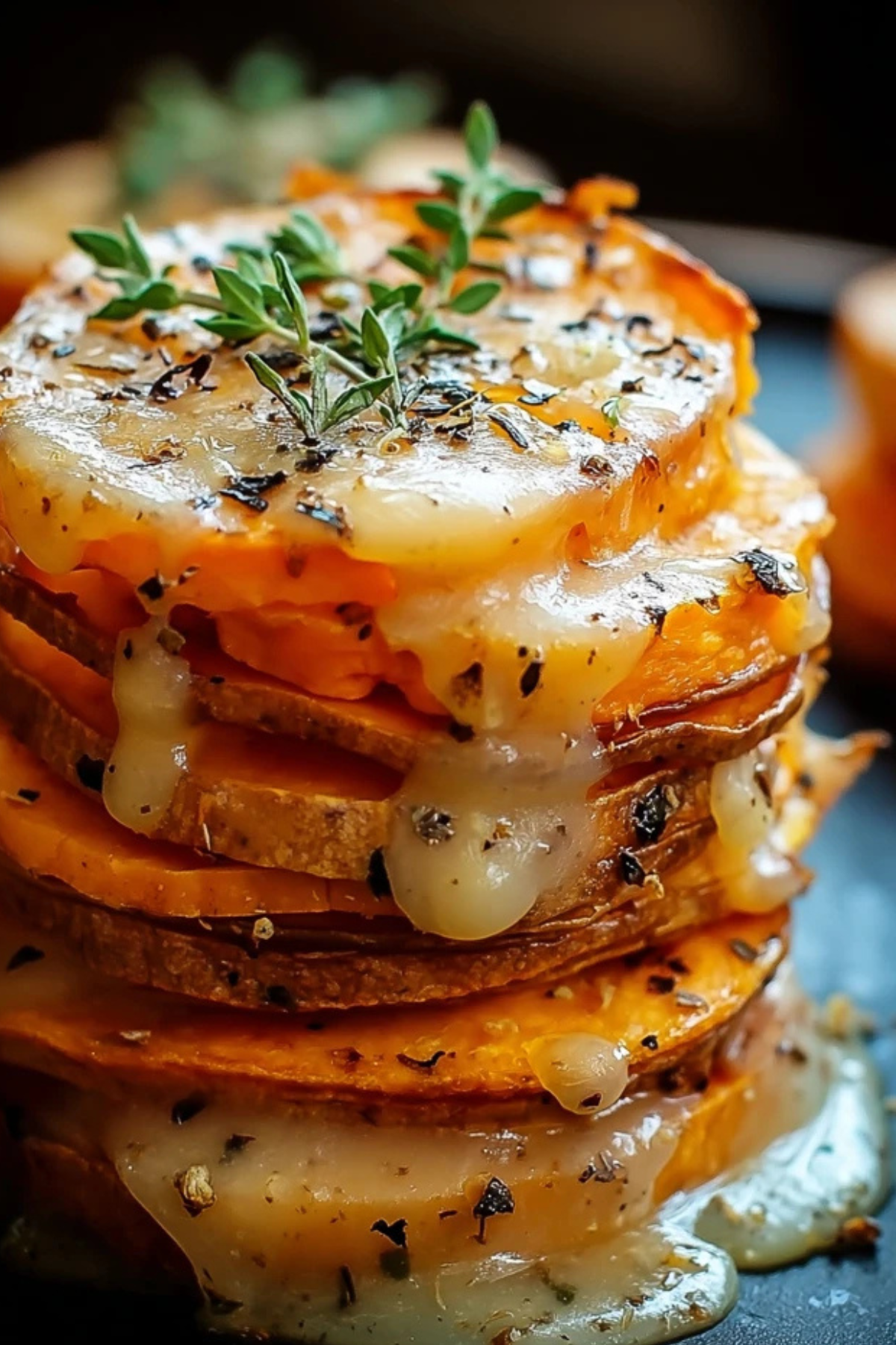 Käsige Gruyère-Süßkartoffel-Stacks