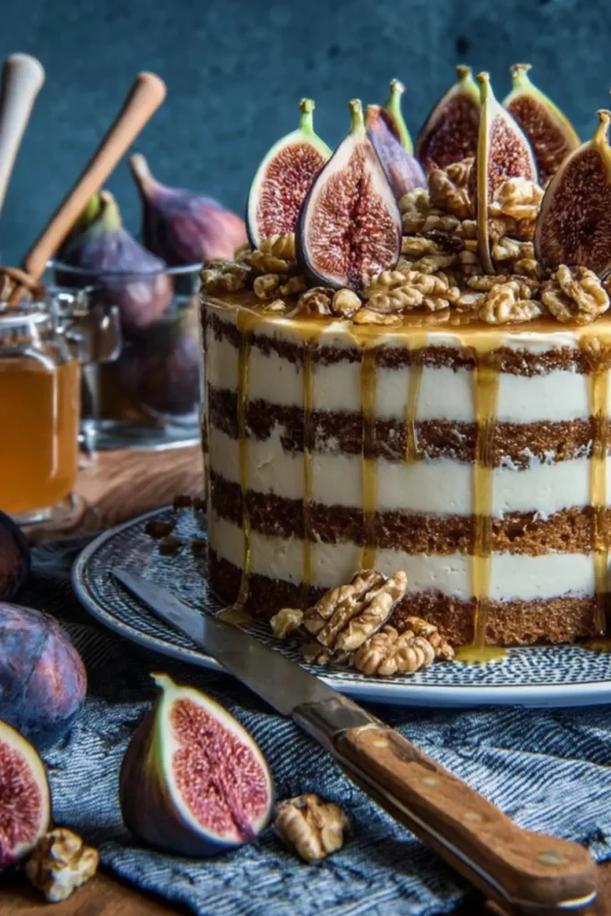 Feigen-Walnuss-Torte mit Honig-Ziegenkäse-Mousse: Ein außergewöhnliches ... Feigen-Walnuss-Torte mit Honig-Ziegenkäse-Mousse: Ein außergewöhnliches ...