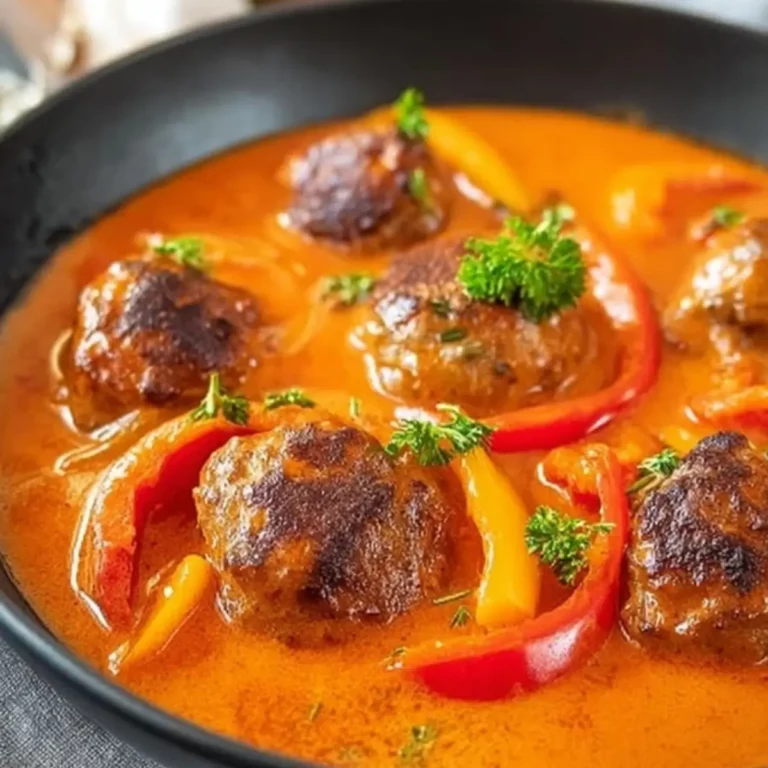 Hackbällchen in cremiger Paprikasoße