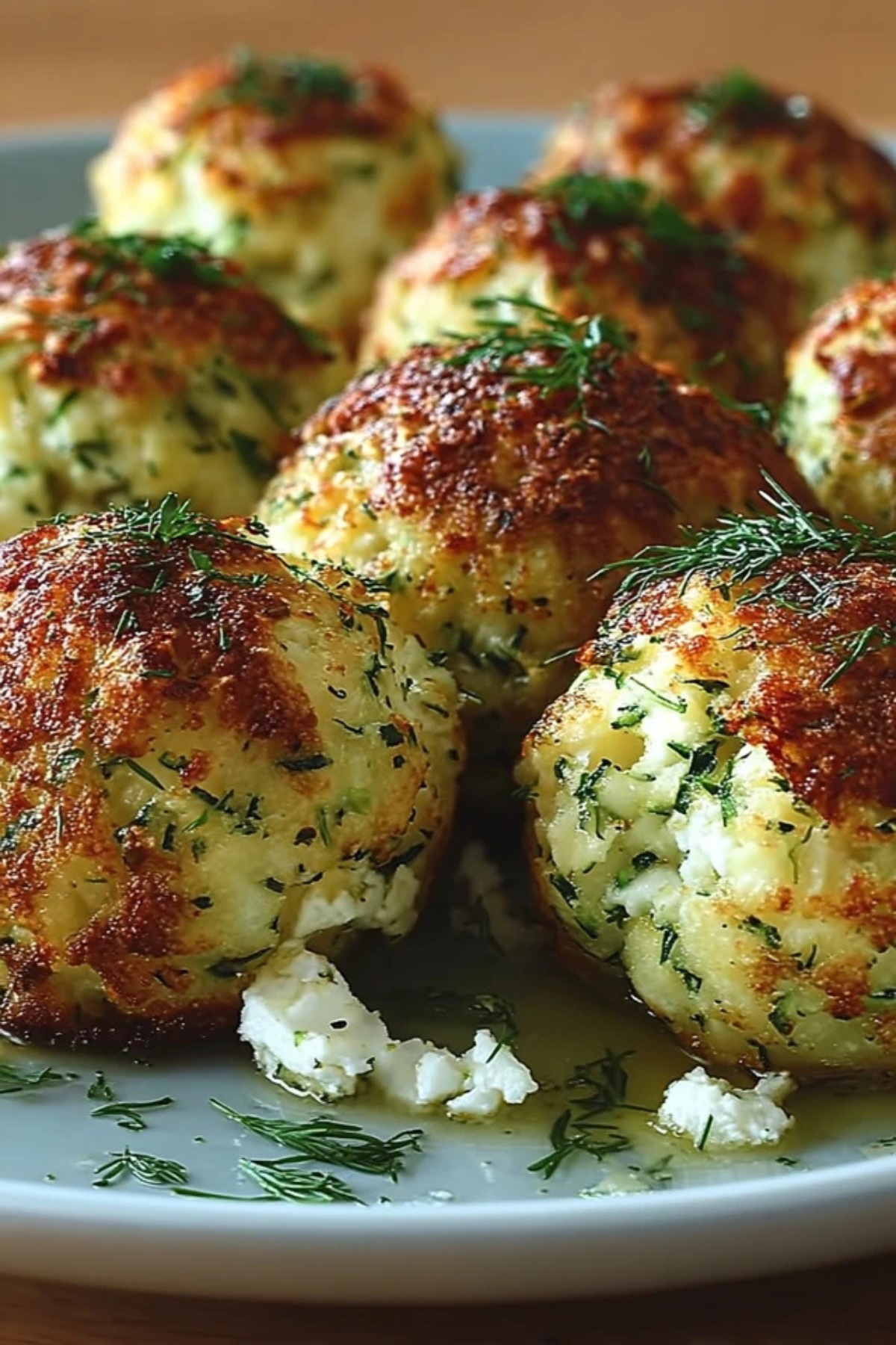 Knusprige Zucchini-Feta-Bällchen aus dem Ofen