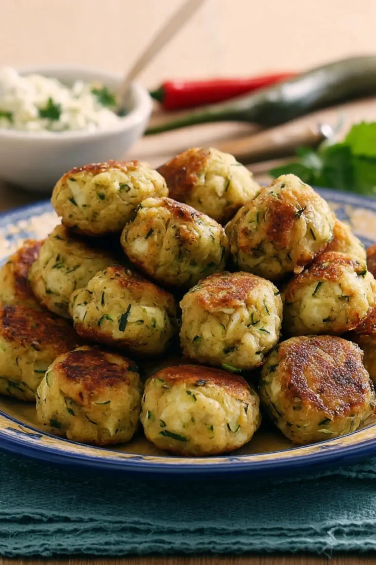 Knusprige Zucchini-Feta-Bällchen
