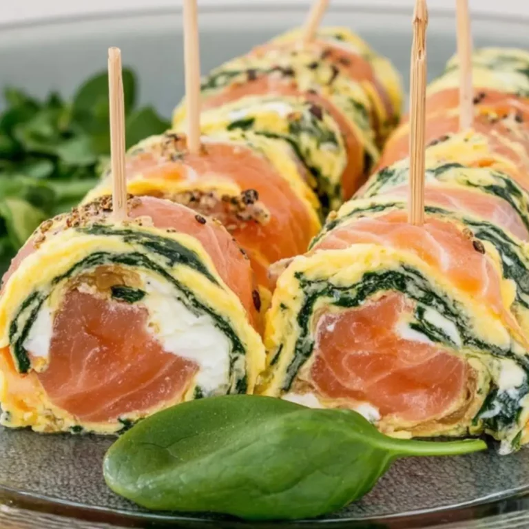 Lachsrolle mit Frischkäse und Spinat