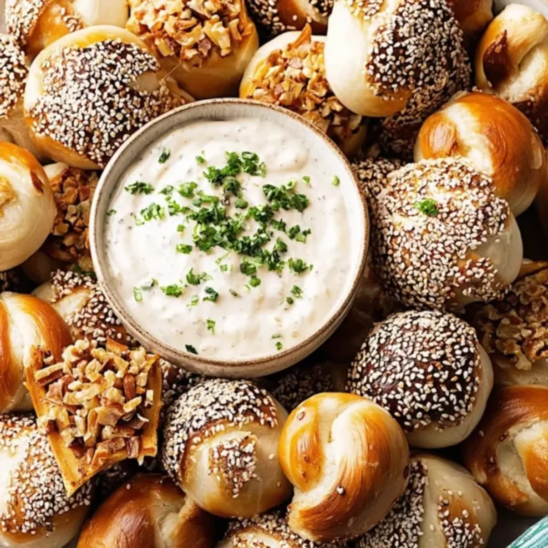 Mini Laugenkonfekt Rezept mit Zwiebel-Dip