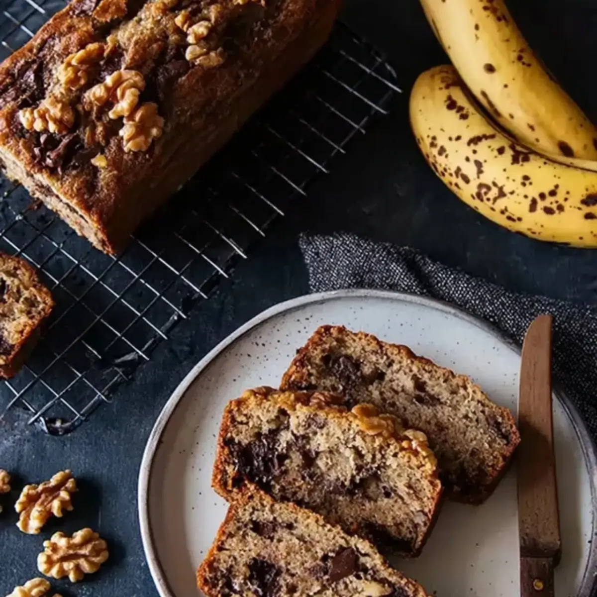 Bananenbrot Mit Walnssen Und Schokolade