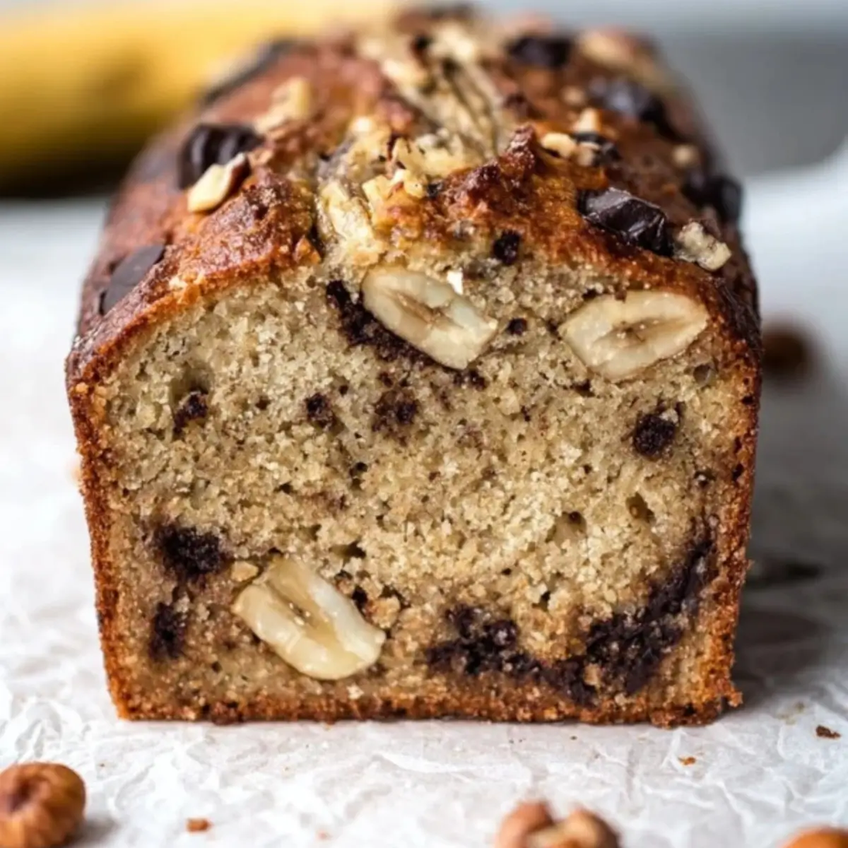 bananenbrot mit schokolade und nüssen
