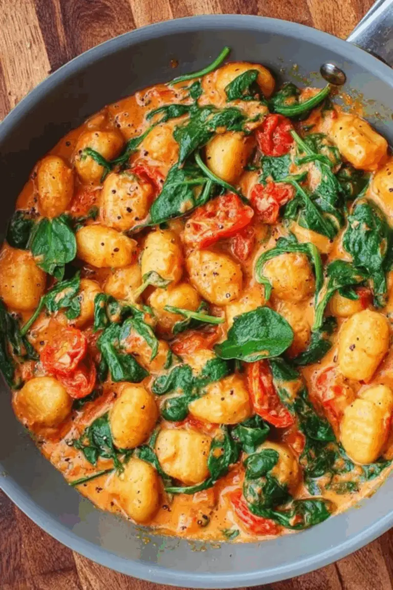 Schnelle Gnocchi-Pfanne mit Tomate & Spinat