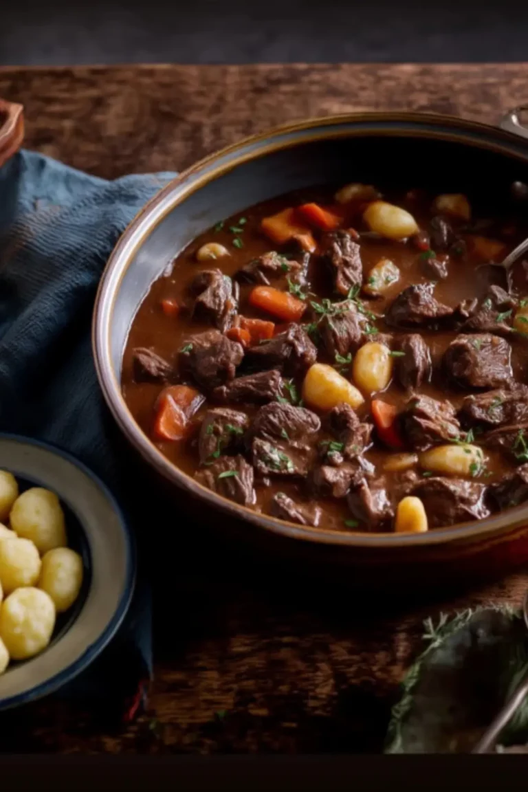 Geschmortes Gulasch mit Gnocchi