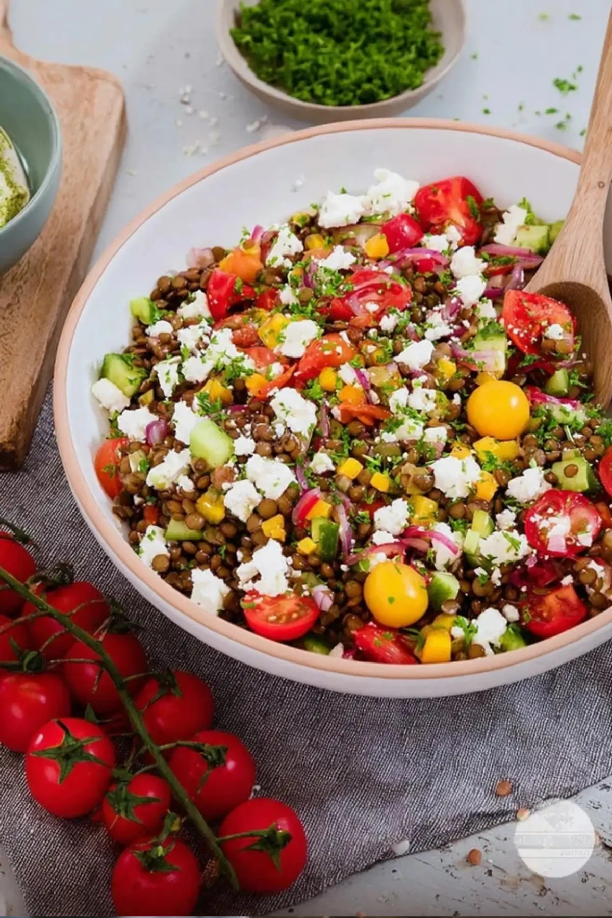 Gesunder Linsensalat mit Feta