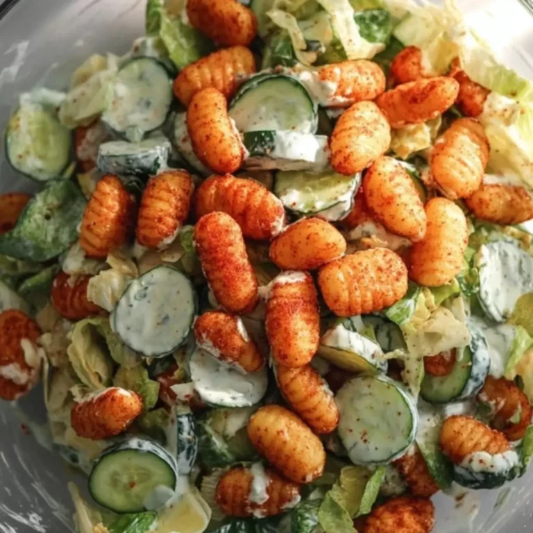 Knuspriger Gnocchi Salat mit Joghurt Dressing