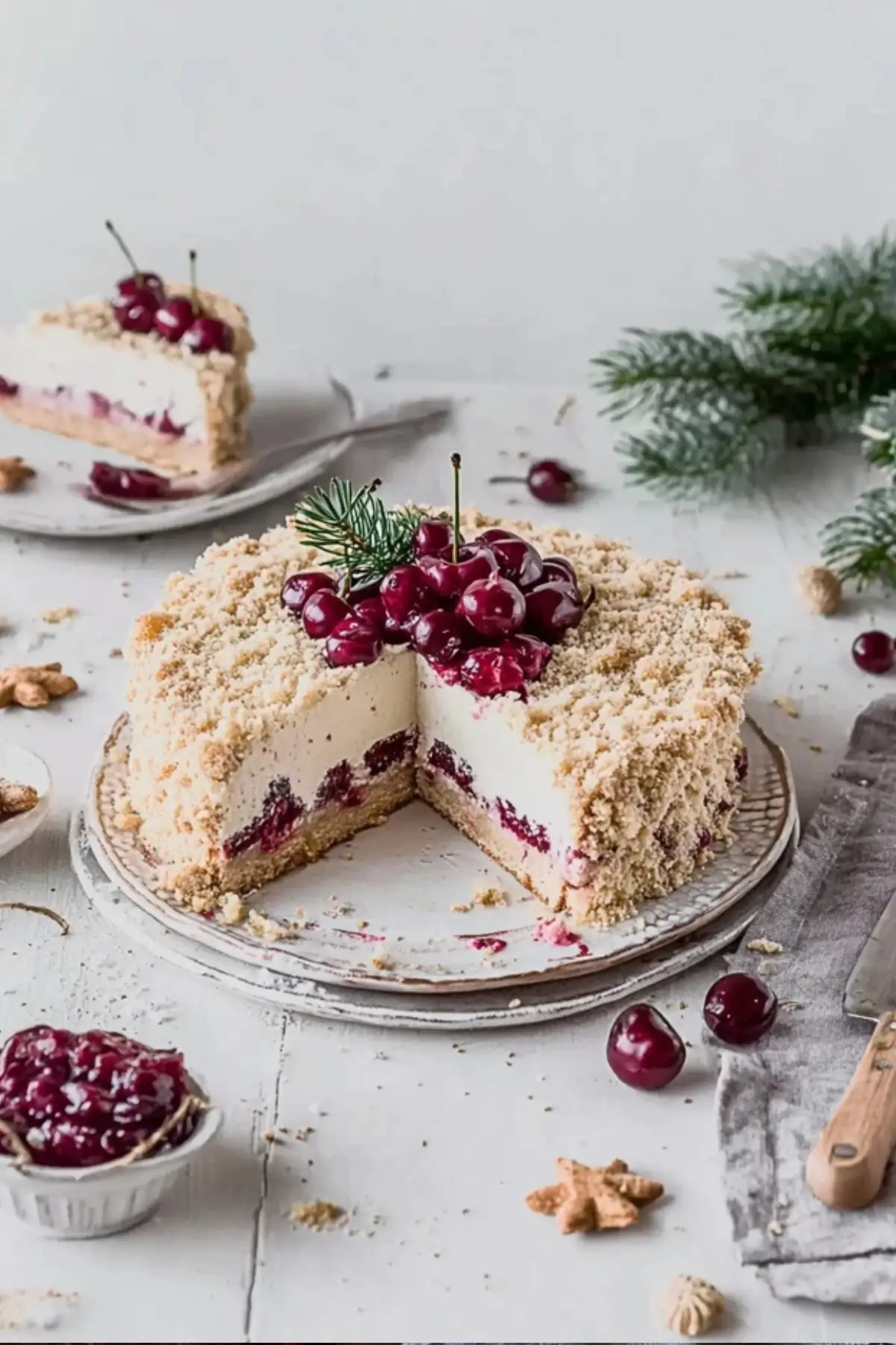 Maulwurfkuchen mit Kirschen