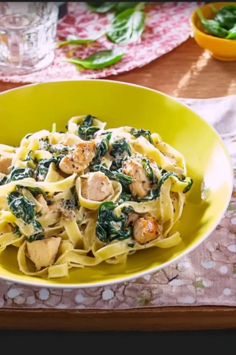 Tagliatelle mit Spinat und Hähnchen