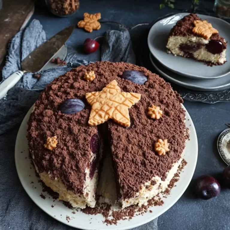 Winter Maulwurfkuchen mit Zimt Pflaumen