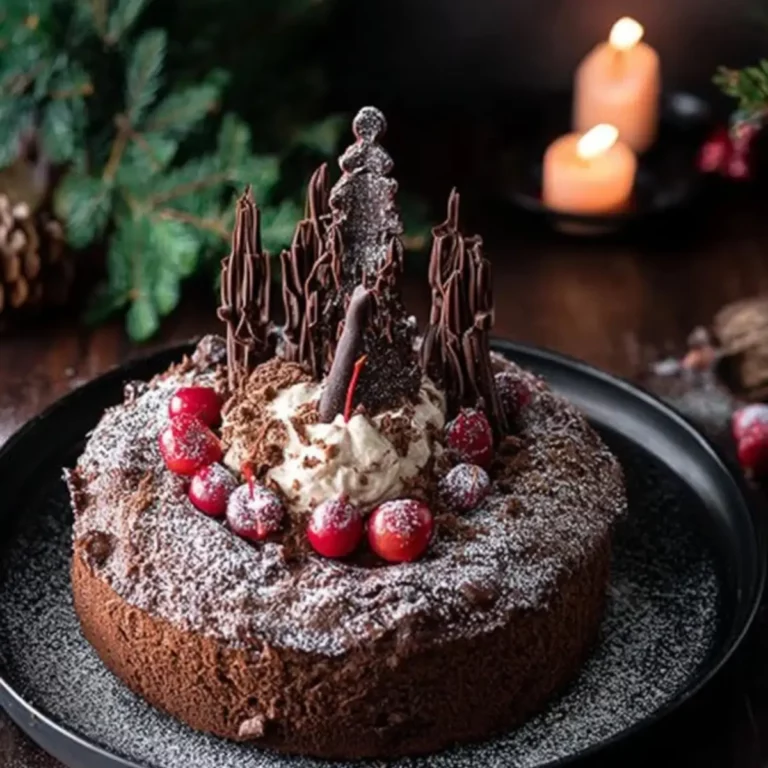 Winterlicher Mole Kuchen mit Zimtcreme und Punschkirschen