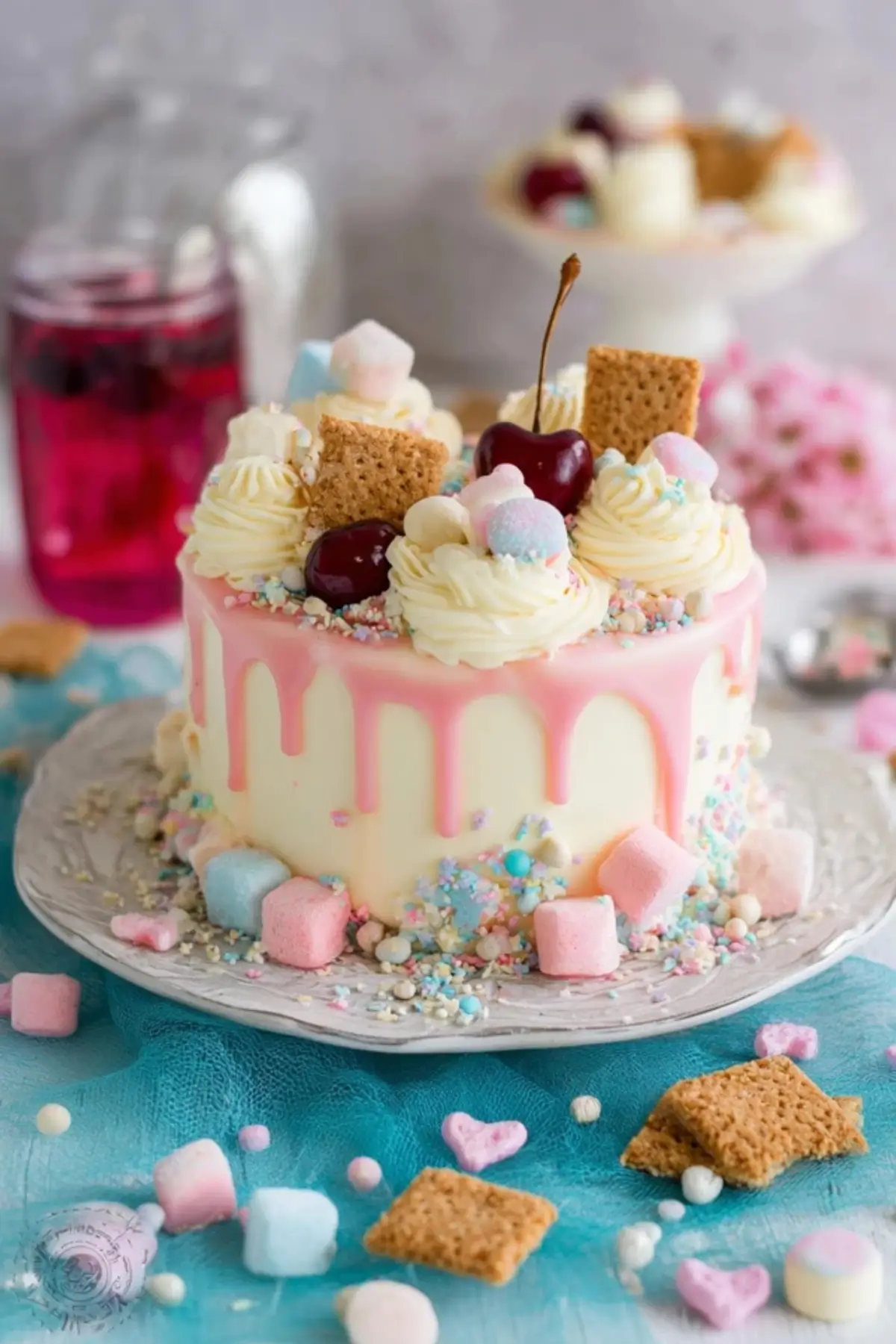 Fantatorte mit Schmandcreme und Pfirsichen