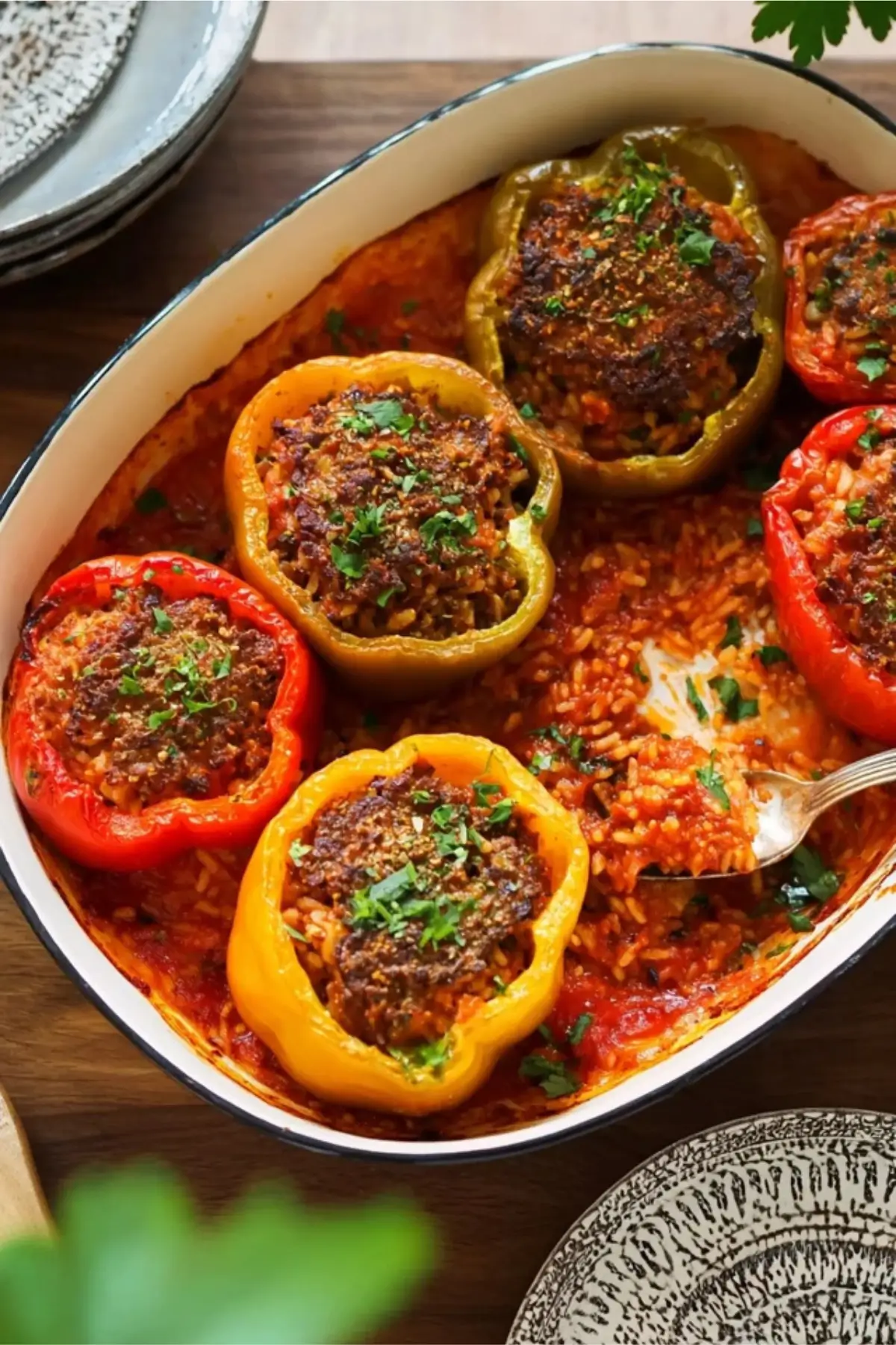 Gefüllte Paprikaschoten mit rotem Reis