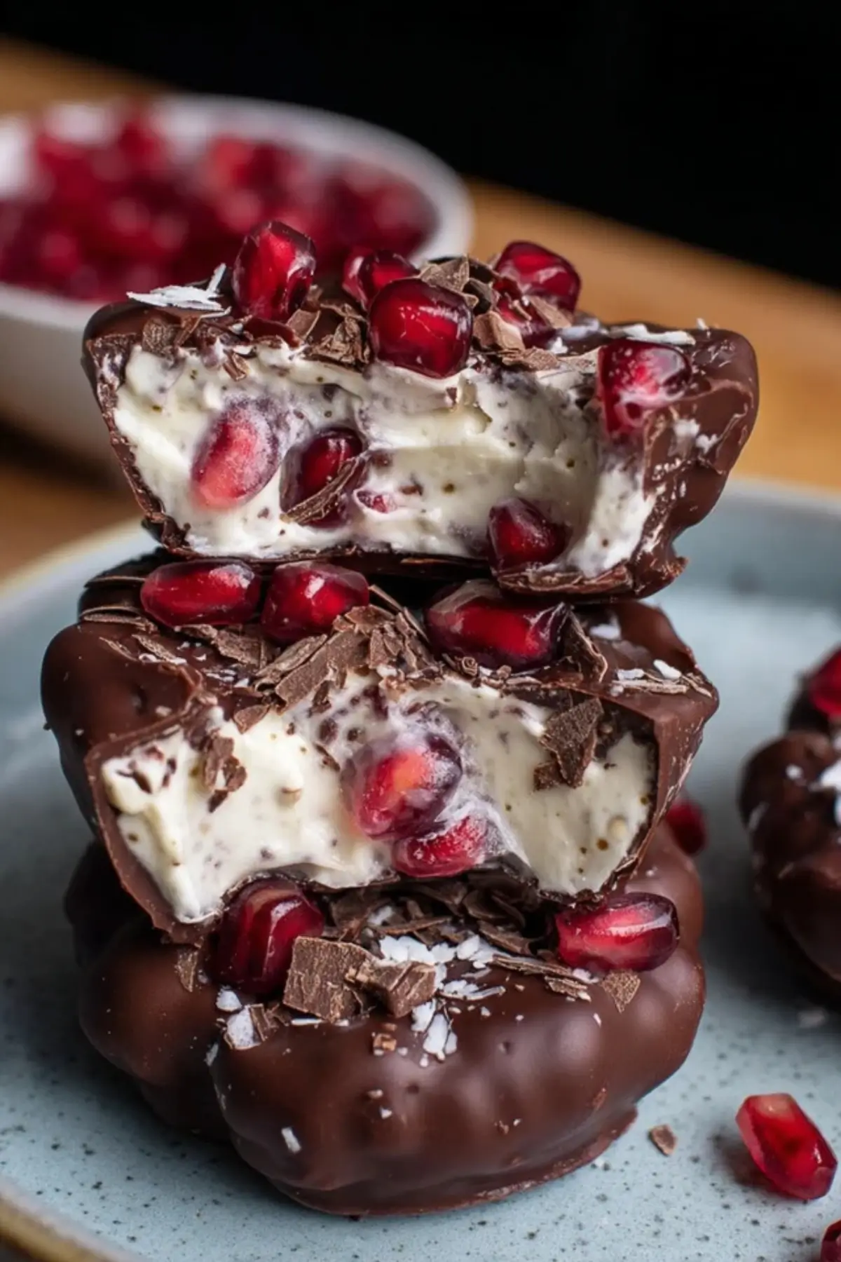 Granatapfel Joghurt Häppchen mit Schokolade