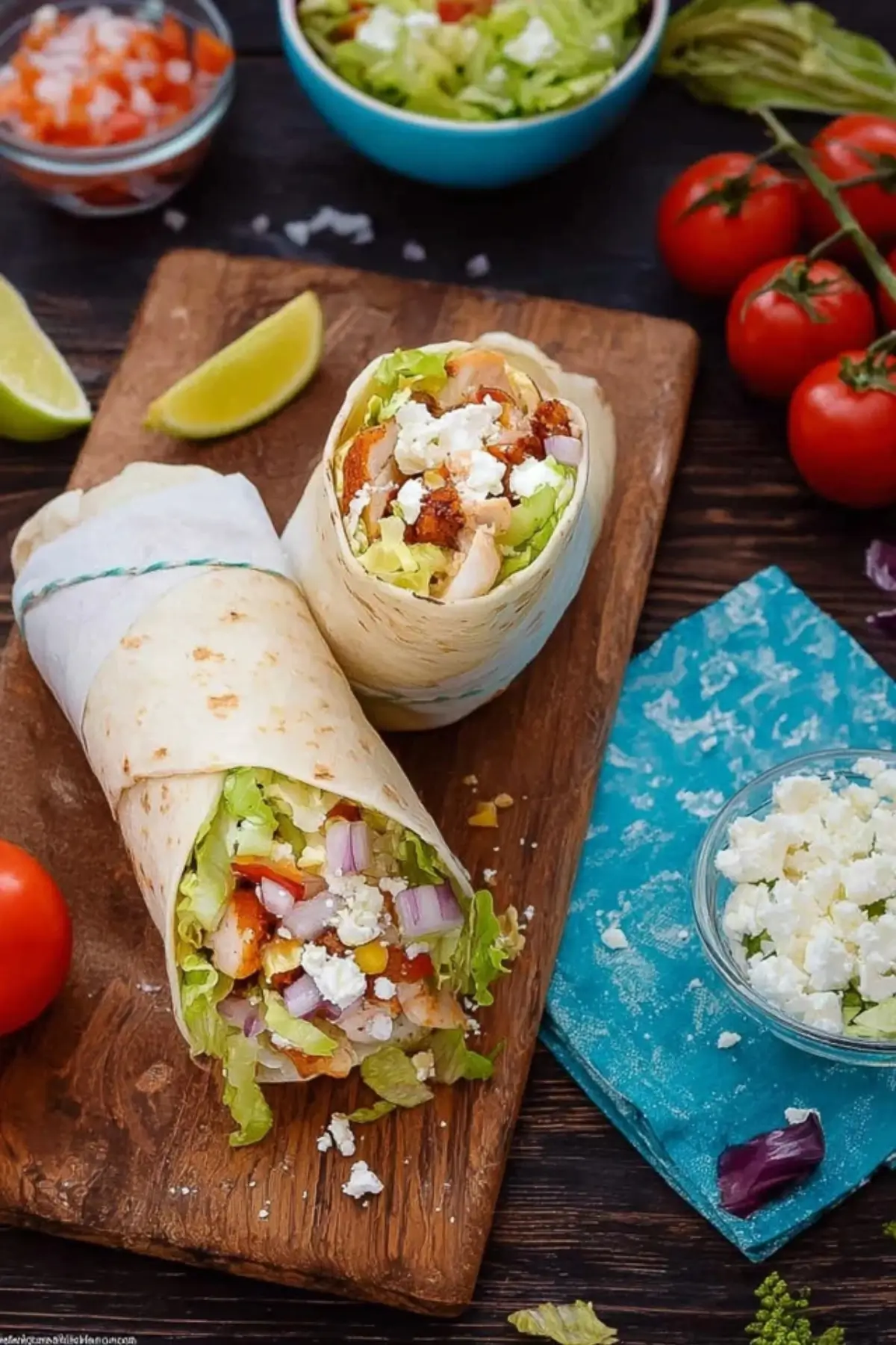 Hähnchen Wraps – Einfaches Rezept mit Salat & Feta - Kochkomplizin