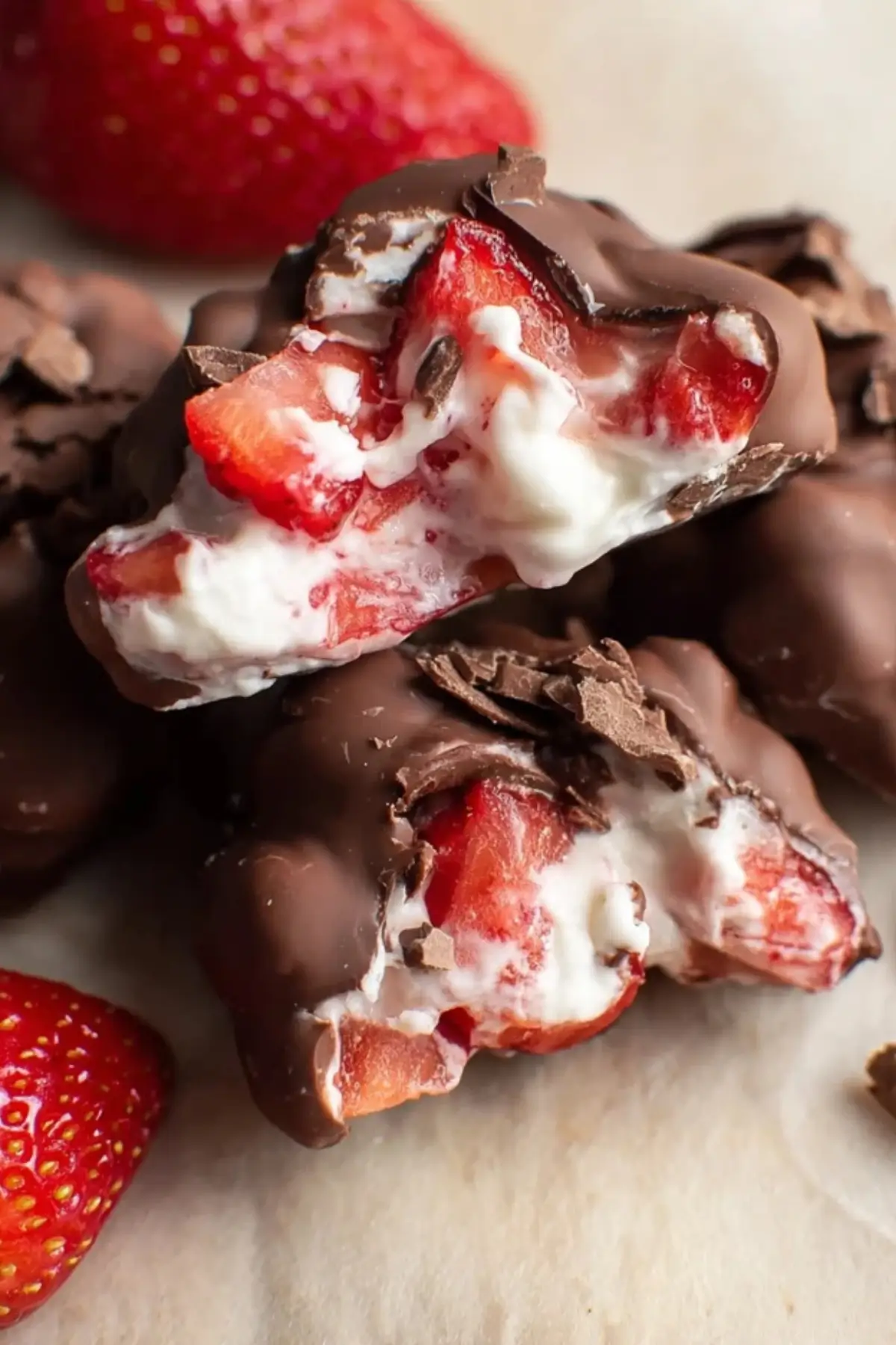 Joghurt Clusters mit Erdbeeren und Schokolade