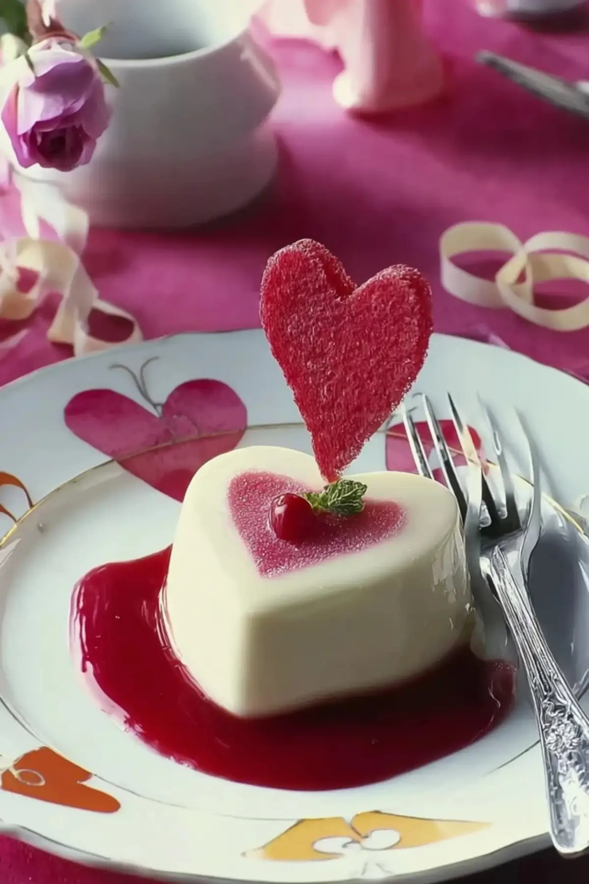 Panna cotta zum Valentinstag