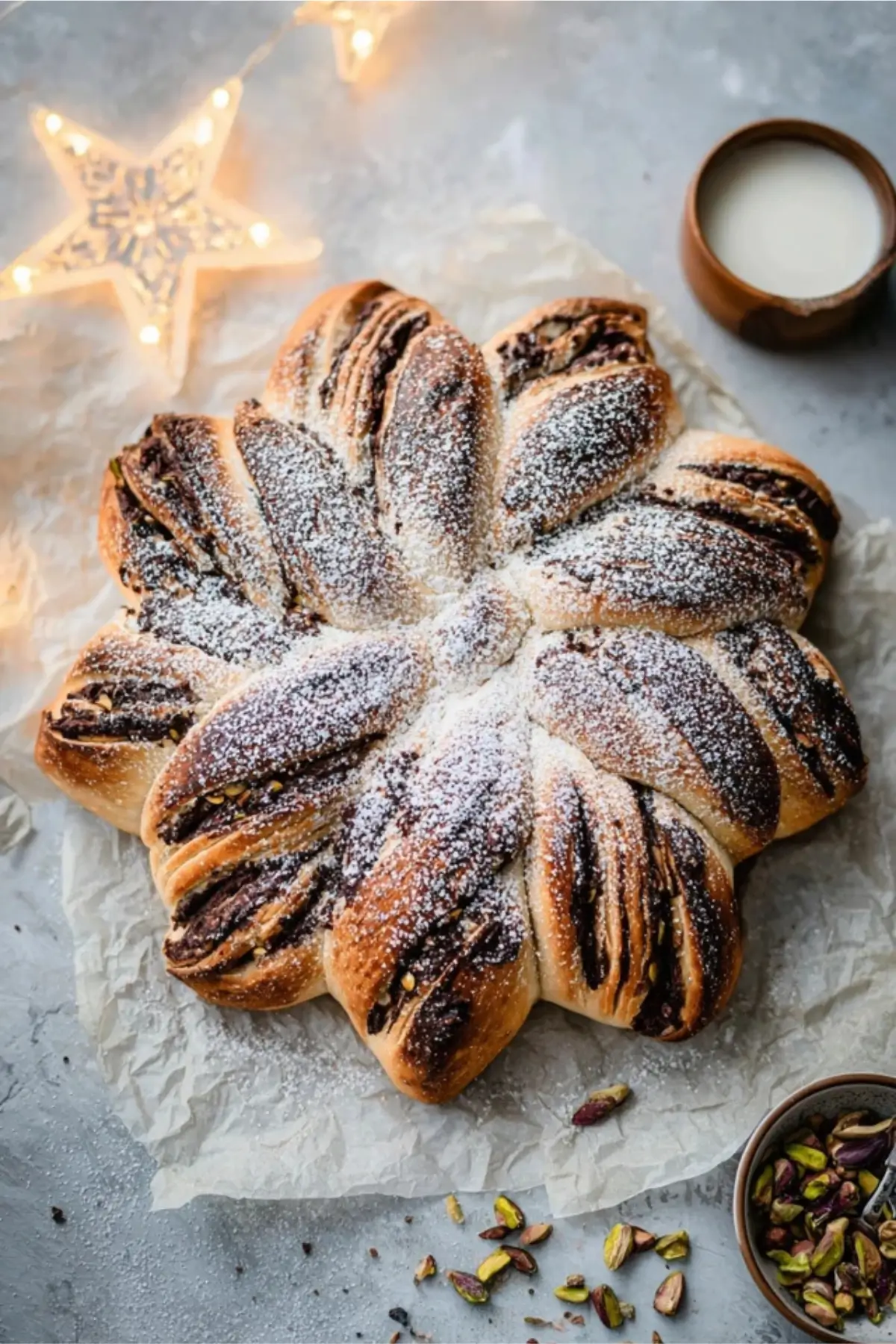 Schoko Pistazien Weihnachtsstern Brot
