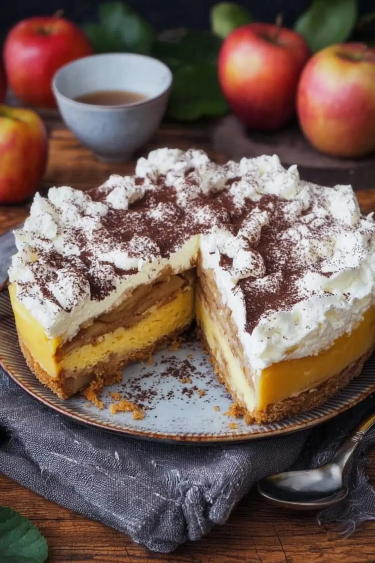 Schwedische Apfeltorte mit Vanillepudding