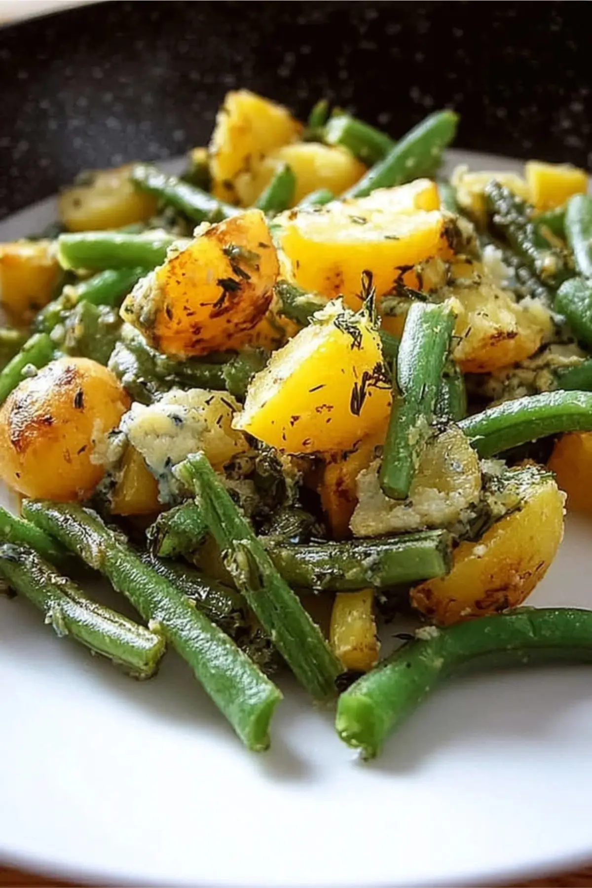 Würzige Kartoffel grüne Bohnen Pfanne