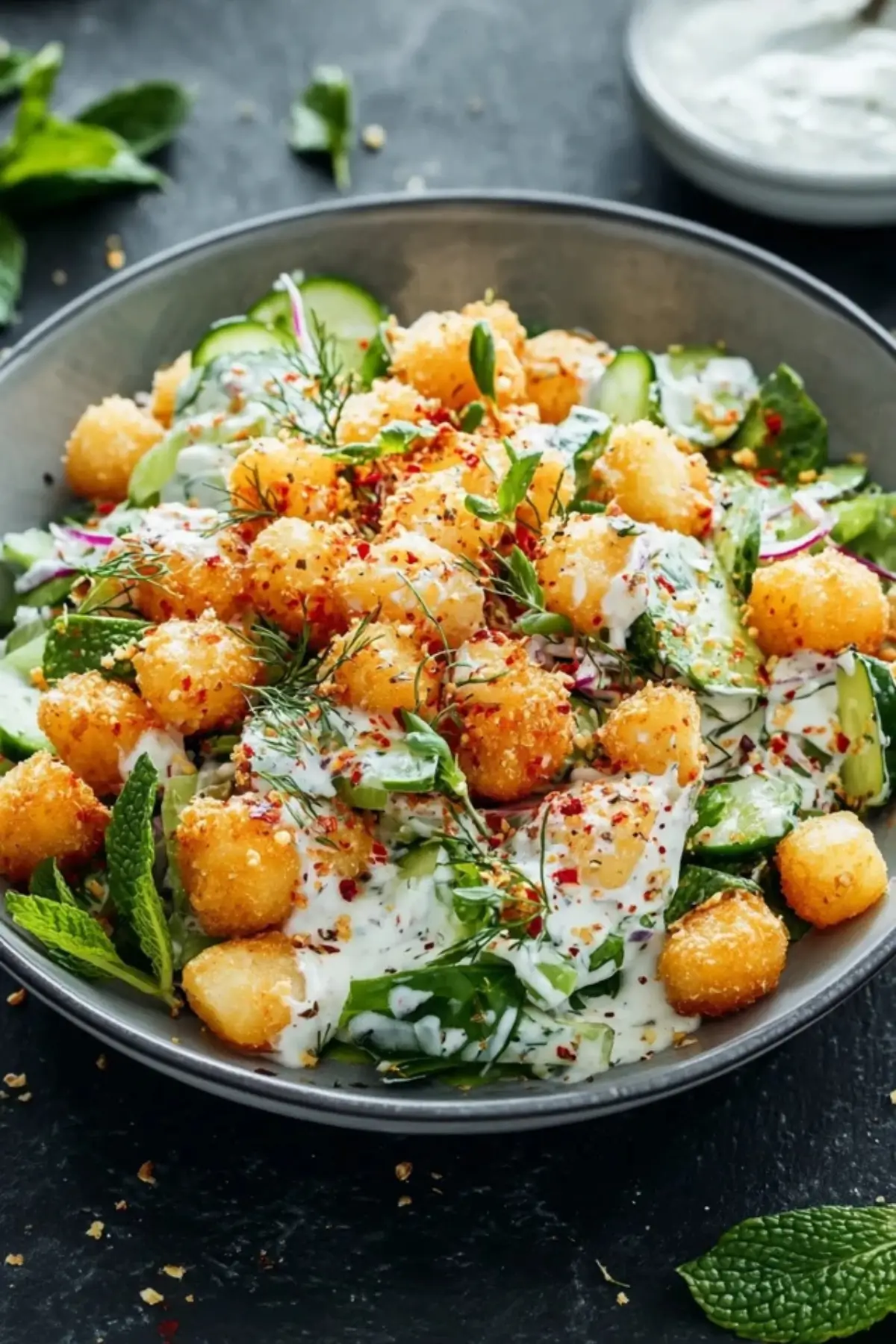 knusprigen Salat mit Joghurt Dressing